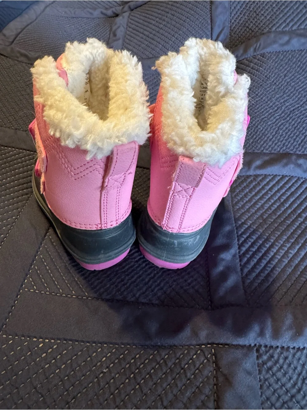 Cat & Jack Pink and Black Girls' Insulated Snow Boots with Faux Fur